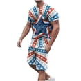 thumbnail image 2 of cllios Men's Short Sets 4th of July Short Sleeve Tshirts and Drawstring Shorts Matching Suits Independence Day Stars and Stripes Graphic Muscle Tracksuits Sets with Pockets, 2 of 5