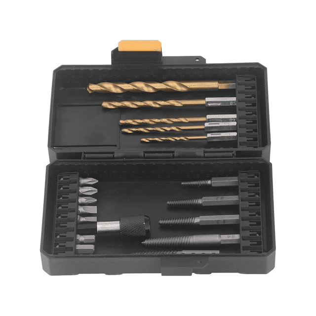 Damaged Screw Extractor Set, 19 PCS Easy Out Stripped Screw Extractor Kit, All-Purpose Broken Screw Remover Set With Magnetic Extension Bit Holder & S