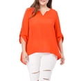 thumbnail image 1 of GRACE & GRANDEUR Blouse à Encolure en V Fendue à Manches 3/4 pour Femmes Grande Taille, 1 of 7