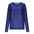 thumbnail image 4 of Haut à Paillettes de Célébration à Manches Longues et Col Rond pour – Chandail Décontracté Prêt pour Fête avec T-Shirts Scintillants pour Femmes Bleu TG, 4 of 5