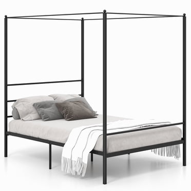 Gymax Full Metal Canopy Platform Bed Frame Mattress Foundation w/ Slat Support