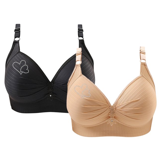 Bras for Women, 2PCS Womans Printing Gathered Together Large Size Daily Bra Underwear No Rims