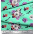 thumbnail image 2 of Soimoi polyester Crepe Fabric Fig,Succulent & Anemone Flower Print Sewing Fabric Yard 52 Inch Wide, 2 of 3