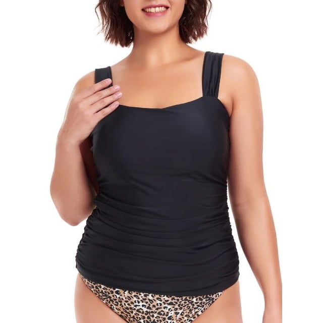 RELLECIGA Haut de Tankini Froncé Bandeau pour Femmes Maillots de Bain