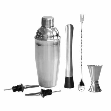 6Pcs/Set Cocktail Shaker Stainless Steel Bartender Tool Mixer Drink Bar 750ml