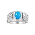 thumbnail image 1 of RYLOS Men's Rings 14K White Gold Ring Classic Designer Style 8X6MM Oval Gemstone & Diamond Ring Turquoise Birthstone Rings For Men Size 8, 1 of 6