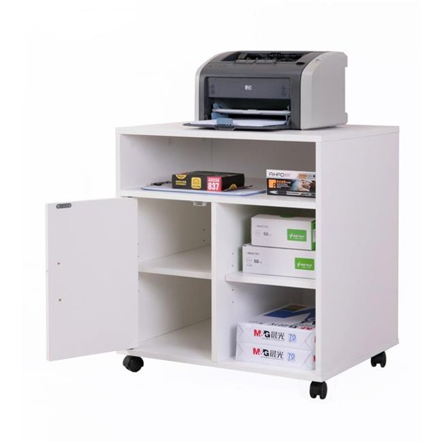 Basicwise QI003556.W 26 x 23.75 x 19.75 Po Support de Rangement pour Imprimante Cuisine Bureau avec Roulettes, Blanc