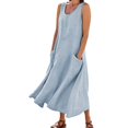 thumbnail image 1 of Robe Salopette 2025 pour Femmes Robes Portefeuille pour Femmes Robe d'Été Décontractée en Denim Robe à Bretelles avec Poches Robe Courte Décontractée Mini-Robe Ajustable, 1 of 5