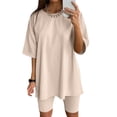 thumbnail image 2 of Ketyyh-chn99 Sweatsuit Set for Women Ladies Shorts Tracksuit Outfits Jogging Workout Short Set Summer Gym Suits Sweatsuit Khaki,XL, 2 of 5