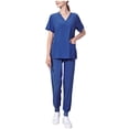 thumbnail image 2 of Ensembles d'Uniformes de Sarraus pour Femmes Joggers, Ensembles d'Uniforme d'Infirmière Unis pour Femmes, Ensembles de Sarraus à Manches Courtes pour Femmes en Liquidation, Haut Extensible à Col en V pour Femmes et Ensemble Pantalon Cargo S, Ensembles de Sarraus Jogger pour Femmes, 2 of 4