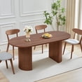 thumbnail image 2 of Oval Dining Table for 6 with Semi-circular legs, Modern Large Kitchen Dining Room Table with Wooden Strip Base for Rustic Farmhouse, Meeting Room Reception Room,Tightly(Walnut), 2 of 13