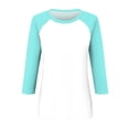 thumbnail image 4 of TSADFHJI Chemises pour Femmes Tendance 2024 Haut à Manches 3/4 d'Été Décontracté Polyvalent Raglan Col Rond Chemise Décontractée TG Vert Menthe, 4 of 5