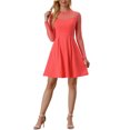 thumbnail image 1 of INSPIRE CHIC Robe Patineuse de Fête pour Femme en Maille Transparente à Manches Transparentes avec Cœurs TG Rouge Melon D\'eau, 1 of 6