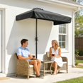 thumbnail image 2 of Outsunny Parasol Demi-Parasol de Patio 7,5 Pi Pare-Soleil, Manivelle, Noir, 2 of 10