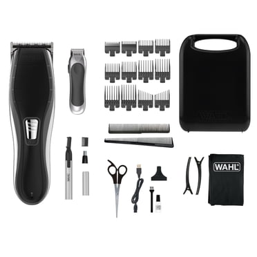 Tondeuse à cheveux professionnelle sans fil Wahl Lithium Ion avec 12 peignes de guidage, poignée souple, voyant de charge intelligent, lames faciles à nettoyer, jusqu'à 2,5 h d'autonomie – Modèle 3340