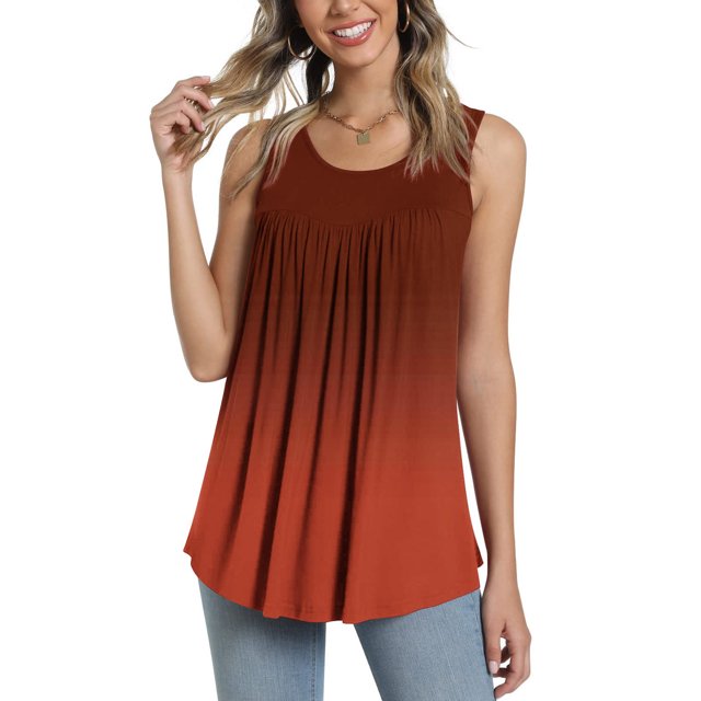 LSLJS Débardeurs pour Femmes Blouse d'Été Décontractée Sans Manches à Col Ras du Cou Hauts T-Shirt à Imprimé Floral Gilet pour Femmes