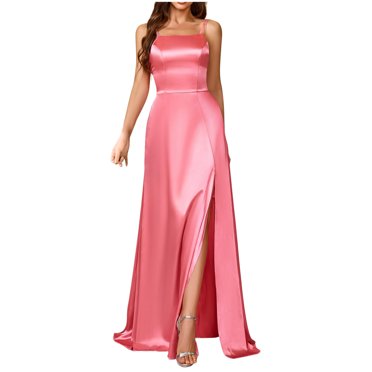 Pisexur Robes pour Femmes à Encolure Carrée, Dos Nu, Robe de Bal de Fin d'Année, Robe de Soirée, Tunique Mode, Robes de Cocktail à Étages pour Femmes, Robe Maxi Sans Manches à Fermeture Éclair, Élégante avec Fente, Robes de Retour à la Maison