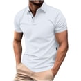 thumbnail image 3 of HVOBTTY Mens Summer Soft Versatile Pullover Casual Fashion Solid Color Collared Short Sleeve Loose Breathable Daily Base Layer Tops White, XXL, 3 of 5