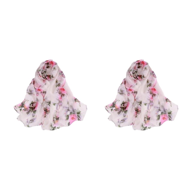 mmirethe Lightweight Summer Scarves For Women Convenient And Practical Accessory Fashionable And Stylish white pink 2Set
