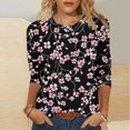 thumbnail image 2 of UPPADA Blouses pour Femmes Grande Taille à Manches 3/4, T-Shirts à Imprimé Floral Teintable, Chemises Décontractées Tendance à Col Rond, Chandails Confortables à Enfiler, Hauts Blouses Mignons d'Été, Chemises à Manches 3/4 pour Femmes, Économie, 2 of 5