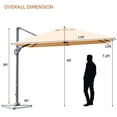 thumbnail image 3 of Costway Parasol Déporté de Patio 10 X 10 Pi en Aluminium, Rotation 360°, Inclinaison, Beige, 3 of 10