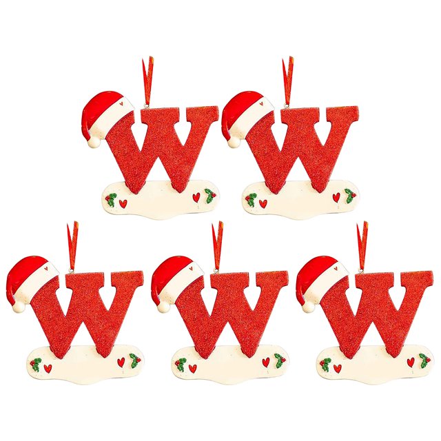 XZNGL Christmas Little Red Hat Letter Pendant DIY Writable Name 26 Letter Pendant 5PCS
