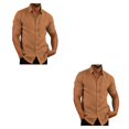 thumbnail image 2 of pitrice Chemise Homme à Simple Boutonnage Été Boutonnée Col Rabattu Chemises Polyester Mode Vêtements Cadeau d'Anniversaire Marron TTTG 2Set, 2 of 6