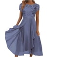 thumbnail image 2 of EGNMCR Robes de Soirée pour Femmes, Robes Formelles pour Femmes, Robes de Cocktail pour Femmes Femmes Unies à Manches Courtes Col Rond Dentelle Mousseline Maille Taille Robes de Fête Jupe en Mousseline pour Femmes, 2 of 6