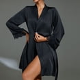 thumbnail image 4 of Timegard Robe de Nuit pour Femmes à Manches Longues Portefeuille Col en V en Dentelle Chemises de Nuit Taille Ceinturée Décontractée Douce Mini Pyjama, 4 of 9