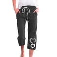 thumbnail image 1 of Cameland Pantalon Capri pour Femmes Décontracté Été Coton Lin Pantalon à Cordon Droit Pantalon Imprimé, 1 of 4