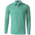 thumbnail image 1 of Pompotops Homme Automne Décontracté Coupe Ajustée Manches Longues Col Rabattu à Carreaux Haut Blouse Chemise en Solde, 1 of 3