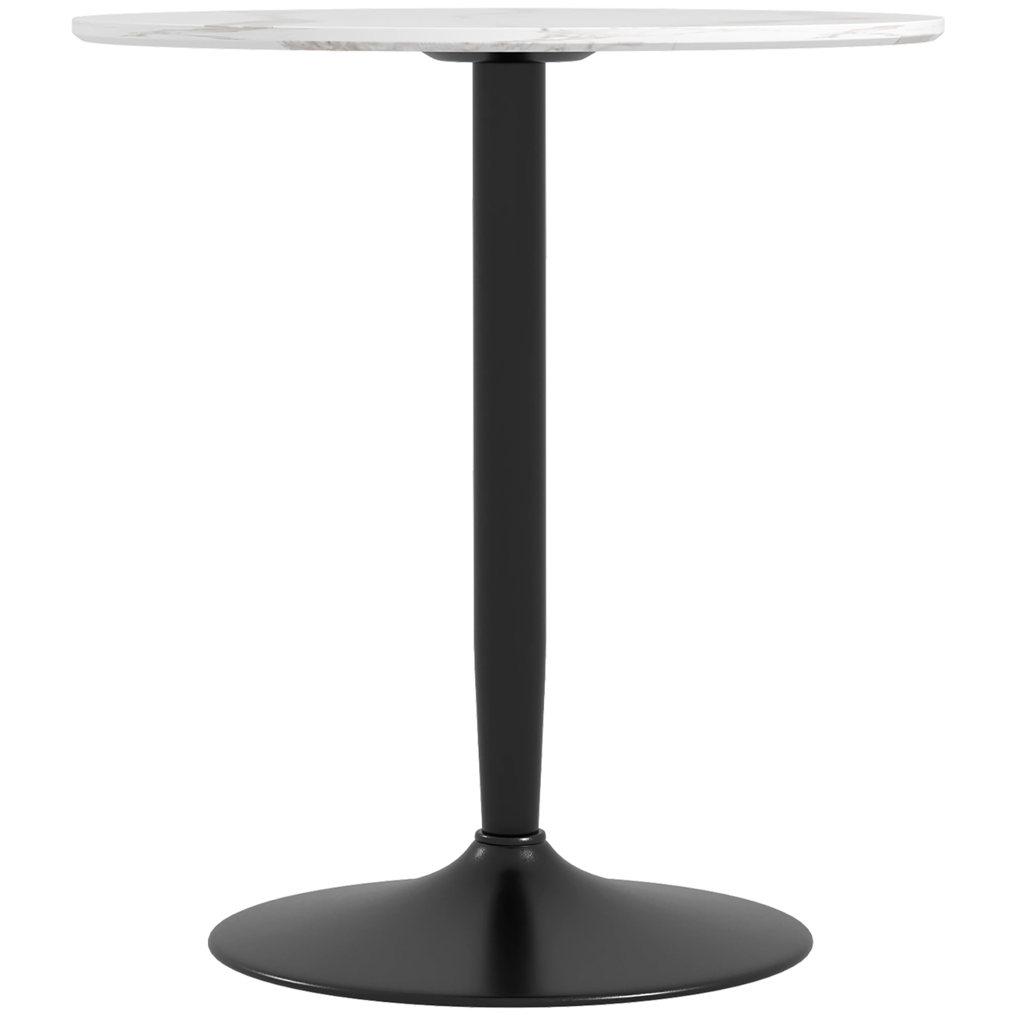 CoSoTower Modern Kitchen Table for 2 People, Round Dining Table with Steel Base for Living Room, Dining Room, White Marble