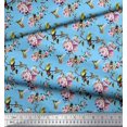 thumbnail image 3 of Soimoi Poly Georgette Fabric Hummingbird,Leaves & Rose Floral Print Sewing Fabric Yard 42 Inch Wide, 3 of 3