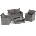 thumbnail image 1 of Costway 4 PCS Patio Furniture Set with 2 Rattan Chairs Loveseat Coffee Table Cushions Gray, 1 of 10
