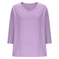 thumbnail image 4 of WRKEKC Chemises à Manches Longues pour Femmes, Hauts à Manches Longues pour Femmes, Haut/chemise à Col Rond à Manches Trois-Quarts Ample et Décontracté Uni pour Femmes, 4 of 7