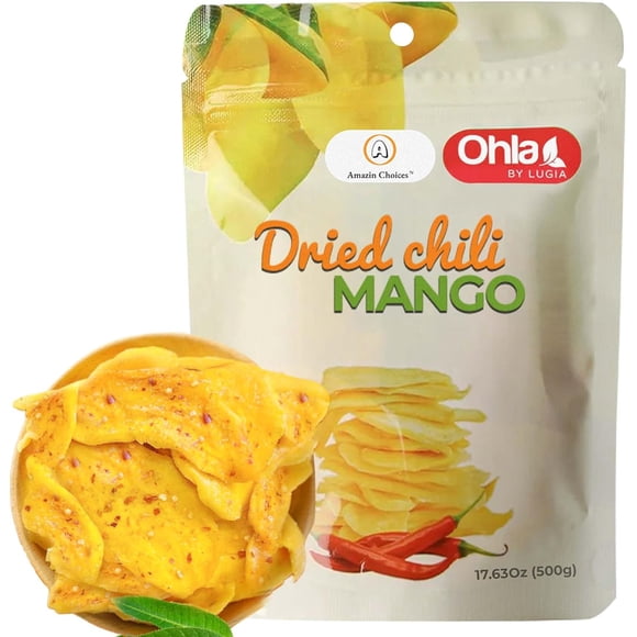 AMAZIN CHOICES Dried Chili Mango. Vegan, Non GMO and Gluten Free Chili Dried Mango Slices. Large Pack of Dried Fruit Snacks for Office - Snack Viet - Chili Fruit Snacks - Pack of One (500 grams)