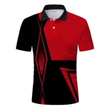 BOBOGOJP Men's Slim-Fit Cotton Polo Shirt Short Sleeve Collared Shirts Golf Polo Quick Dry Athletic T-Shirts (Red,XXL)