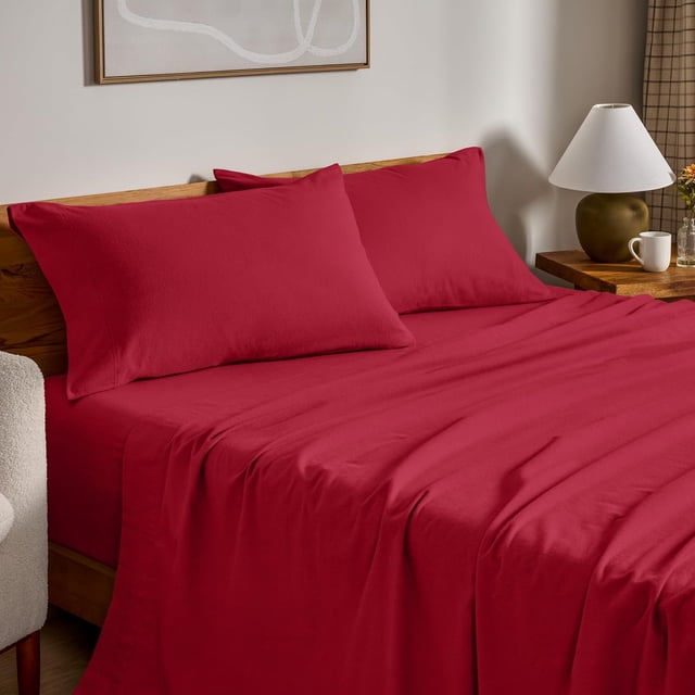 Flannel Sheet Set Cotton Velvety Soft Heavyweight - Double Brushed Flannel - Deep Pocket (Queen Grey)