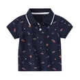 thumbnail image 1 of Toddler Boys T-Shirts Summer Solid Short Sleeve Cute Cartoon Print Button Tee Blouse Spring Shirts For Boy 2-3T, 1 of 7