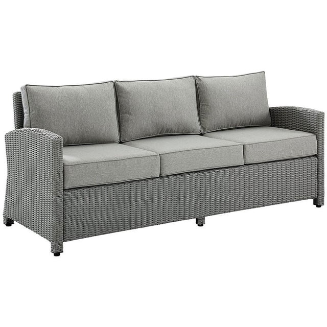 Crosley Bradenton Wicker Patio Sofa in Gray