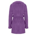 thumbnail image 2 of Womens Fuzzy Robe Short Bathrobe Belted Soft Fleece Bath Robes with Pockets Fall Winter Warm Spa Nightgown Purple S, 2 of 5