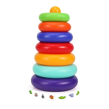 Colorful Stacking Rings Toy with Musical Base, Early Learning Tower for Babies, Wobbly Rocker Design to Improve Balance & Coordination, Ages 6+ Months