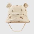 thumbnail image 4 of Zwiiyzr 2025 3-12 Months Infant Baby Boys Girls Summer Sun Protection Fashion Solid Colour Outdoor Sun-Hat Cute Bear Ears Sunscreen Hat Cap Khaki, 4 of 5