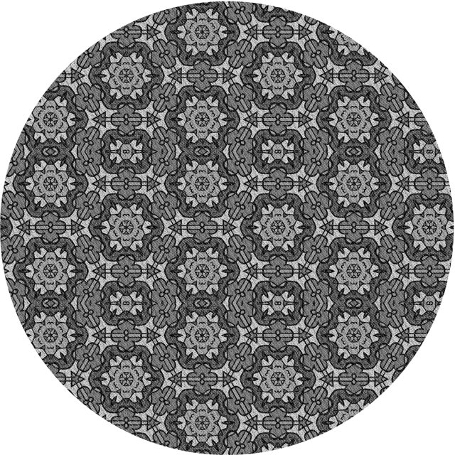 Ahgly Tapis Rond Lavable en Machine Intérieur Transitionnel Gris Foncé, 5 Pieds Rond