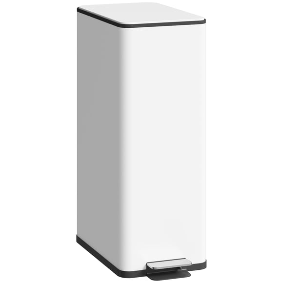 HOMCOM 5.3gal Garbage Bin, Kitchen Trash Can with Soft-close Lid, White