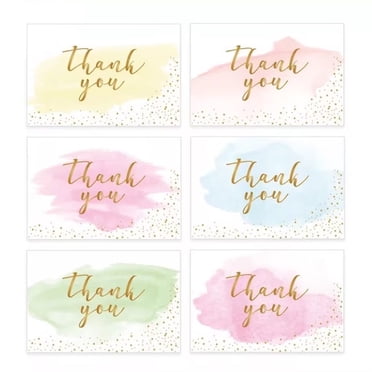 TopLLC 6 Pcs Thank You Cards With Envelopes, 4"x6" Watercolor Thank You Blank Notes Romantic Birthday Cards Appreciation Cards Gift Cards for Christmas Wedding Monther's Day All Occasions