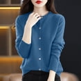 thumbnail image 2 of Yuyuzo Cardigans for Women Button down Classic Solid Long Sleeve Round Neck Knitted Cardigan Sweaters, 2 of 4
