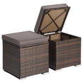 thumbnail image 1 of Patiojoy 2 Pieces Patio Ottoman Multipurpose Outdoor Wicker Footstool Storage Box Side Table w/ Solid Metal Frame Additional Seating w/ Removable Cushions Gray, 1 of 7
