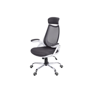 Monarch Specialties 7269 High-Back Executive Office Chair - White/Grey Mesh/Chrome