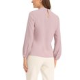 thumbnail image 3 of INSPIRE CHIC Chemisier en Mousseline pour Femmes Travail Bureau Col Montant Manches Longues Blouse S Rose, 3 of 6